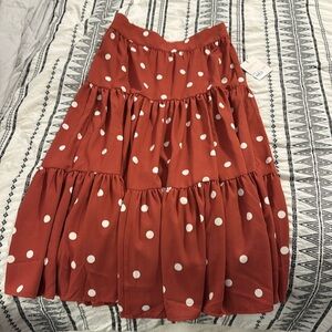 Lauren Conrad polka dot skirt, burnt red, size PM (petite medium), NWT